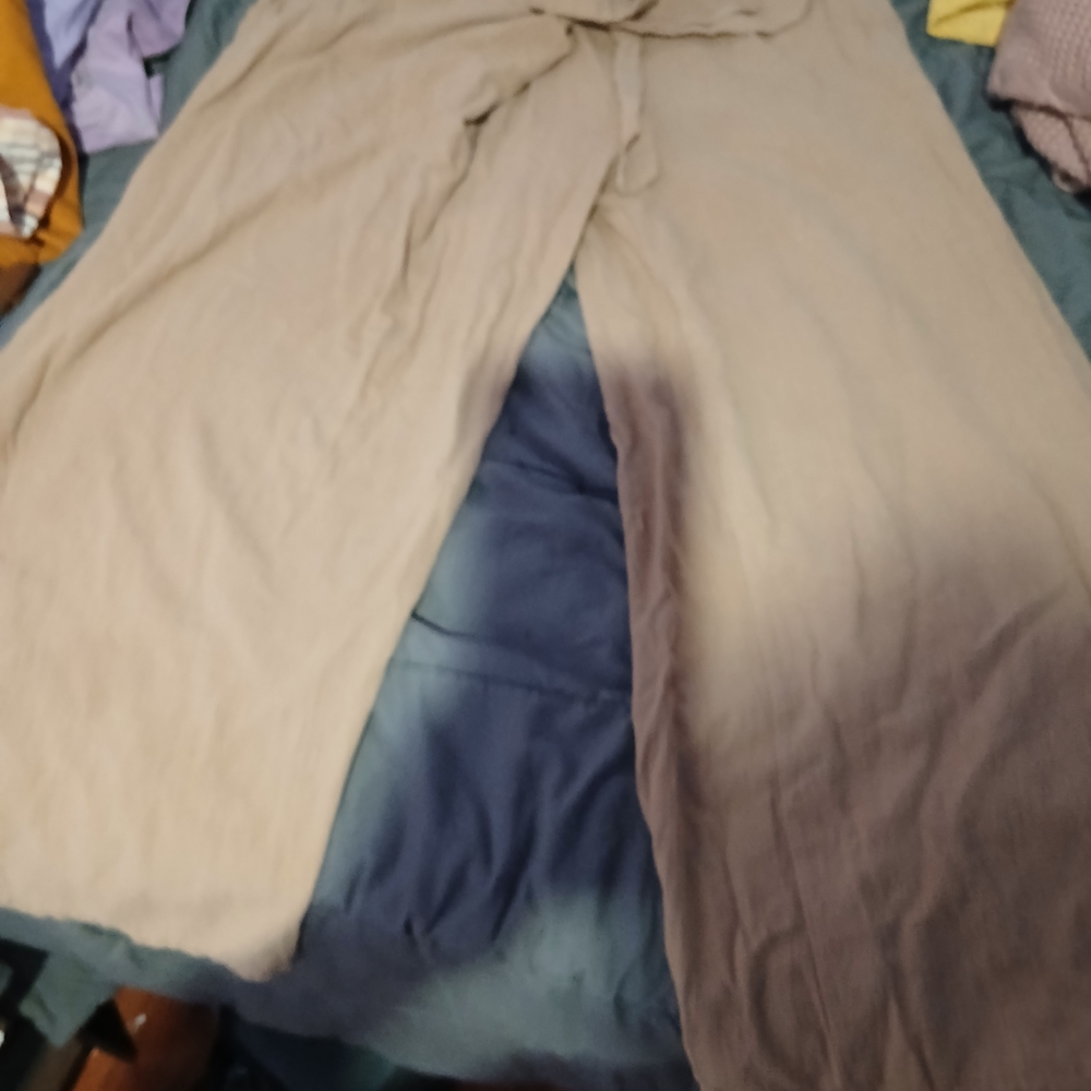 Beige Wide-Leg Pants